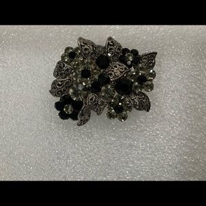 Rhinestone Marcasite Floral Pin Brooch